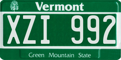 VT license plate XZI992