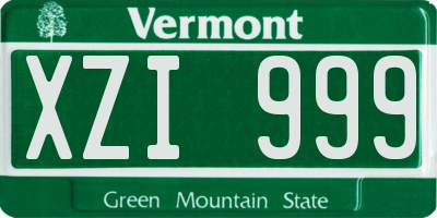 VT license plate XZI999