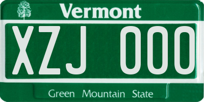 VT license plate XZJ000