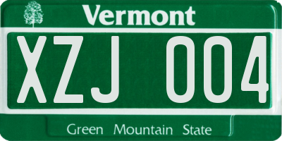 VT license plate XZJ004