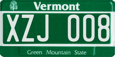 VT license plate XZJ008
