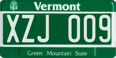 VT license plate XZJ009