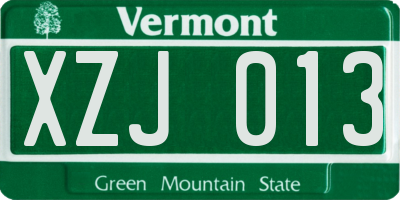 VT license plate XZJ013