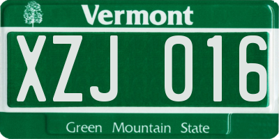 VT license plate XZJ016