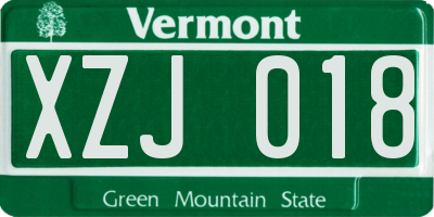 VT license plate XZJ018