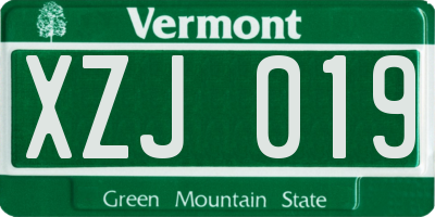 VT license plate XZJ019