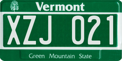 VT license plate XZJ021