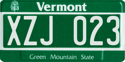VT license plate XZJ023