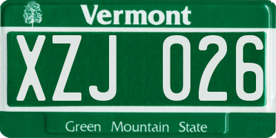 VT license plate XZJ026