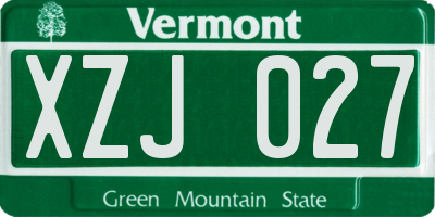 VT license plate XZJ027