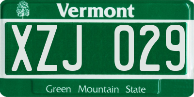 VT license plate XZJ029