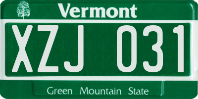 VT license plate XZJ031