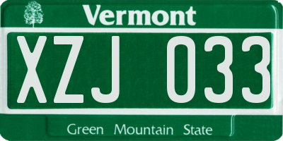 VT license plate XZJ033