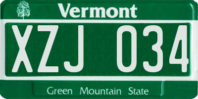 VT license plate XZJ034