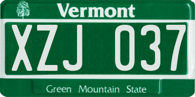 VT license plate XZJ037