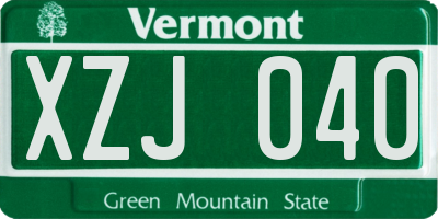 VT license plate XZJ040
