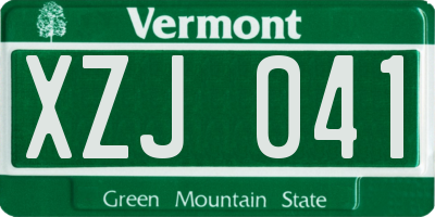 VT license plate XZJ041