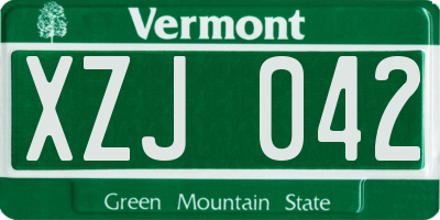 VT license plate XZJ042