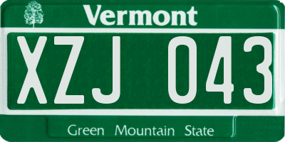 VT license plate XZJ043