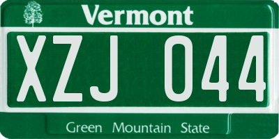 VT license plate XZJ044