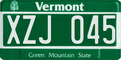 VT license plate XZJ045