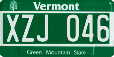 VT license plate XZJ046