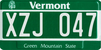 VT license plate XZJ047