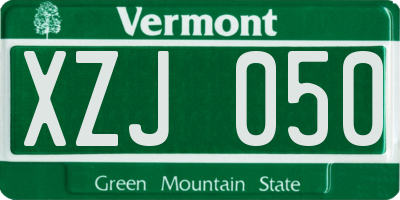 VT license plate XZJ050