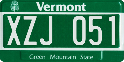 VT license plate XZJ051