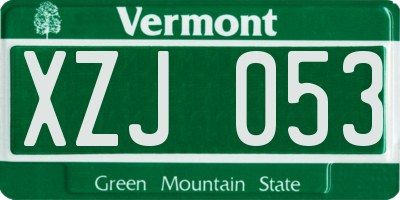 VT license plate XZJ053