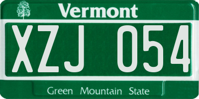 VT license plate XZJ054