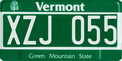 VT license plate XZJ055