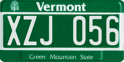 VT license plate XZJ056