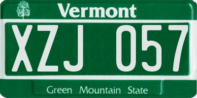 VT license plate XZJ057