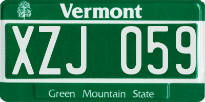VT license plate XZJ059