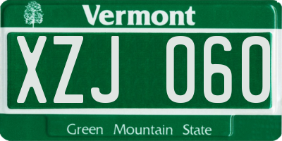 VT license plate XZJ060