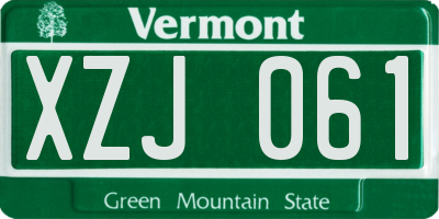 VT license plate XZJ061