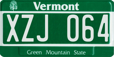 VT license plate XZJ064