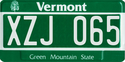 VT license plate XZJ065