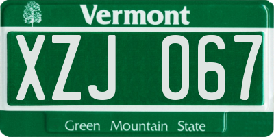 VT license plate XZJ067