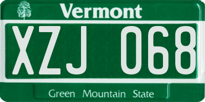 VT license plate XZJ068