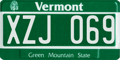 VT license plate XZJ069