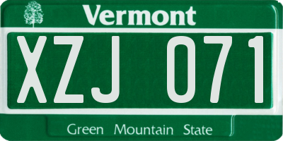VT license plate XZJ071