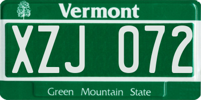 VT license plate XZJ072