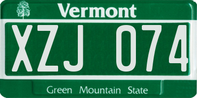 VT license plate XZJ074