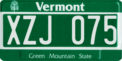 VT license plate XZJ075