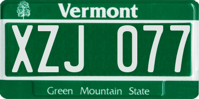 VT license plate XZJ077