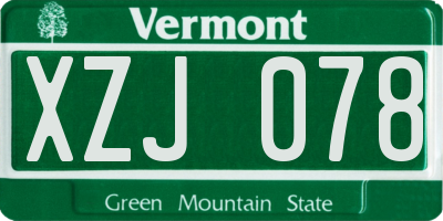 VT license plate XZJ078