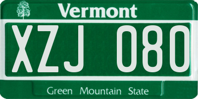 VT license plate XZJ080