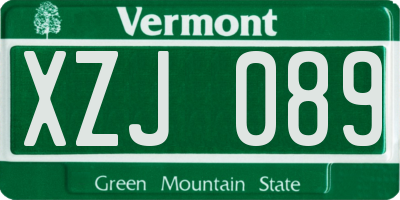 VT license plate XZJ089